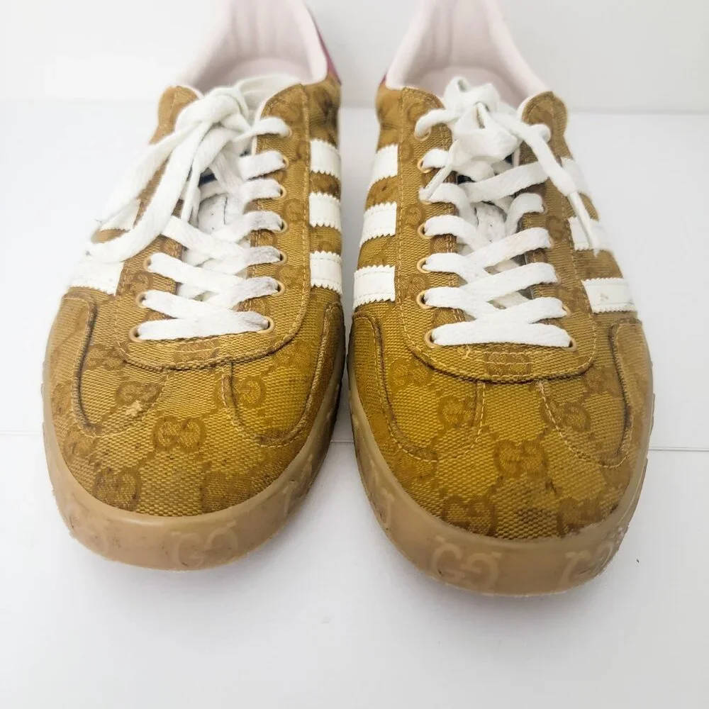 Gucci Adidas Gazelle GG Monogram Print Sneakers US 9.5/ UK 9